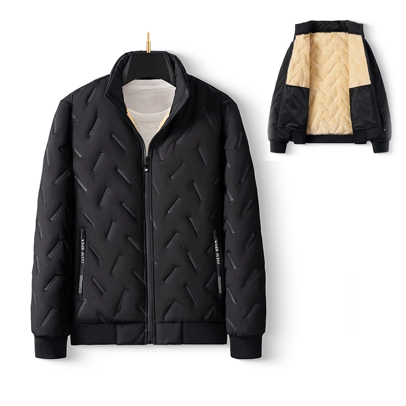 

Мужская модная теплая зимняя куртка из овечьего вельвета с воротником-стойкой, утепленная хлопком, с внутренней молнией, полиэстер