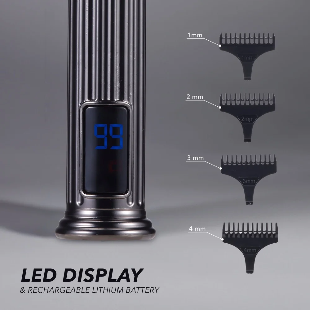Kit tagliacapelli elettrico ricaricabile senza fili con lame in acciaio inossidabile Display a LED 4 guide a pettine da uomo