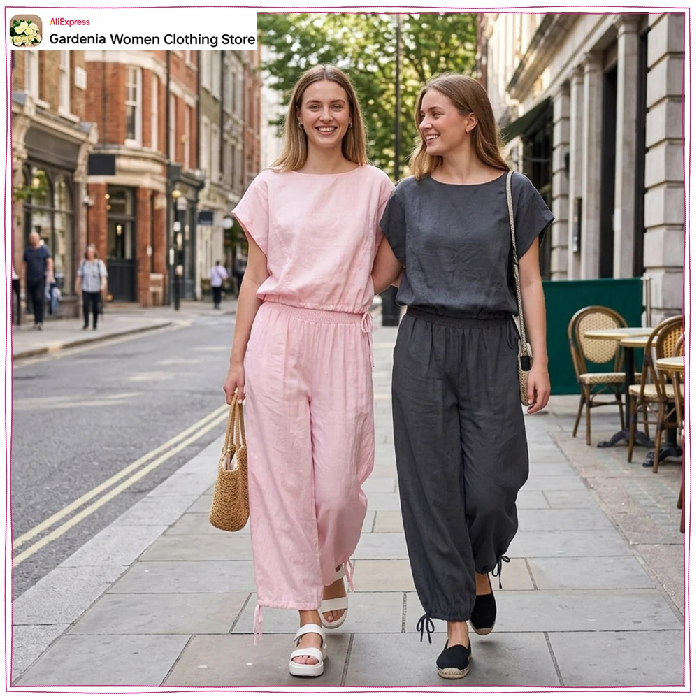 Summer Relaxtion 2 Piece Sets for Women Casual Pant Sets Adjustable Hem Cape Shirts and Tonal Mid-rise Elastic Waist Baggy Pants