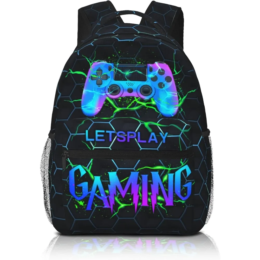 

Abstract Gaming Backpack Games School Bookbag Video Game Laptop Backpack Hiking Travel Bag For Kids Boys Teens Adults