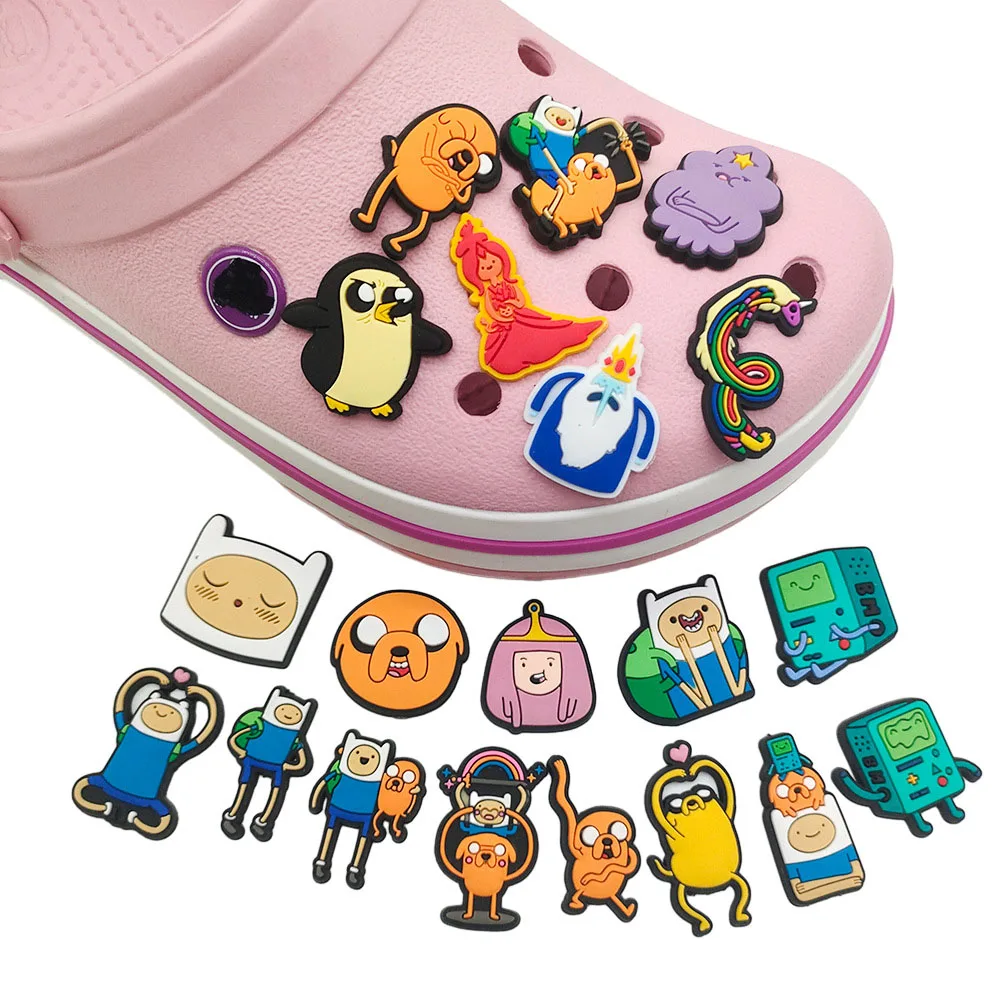 Single sale Anime Adventure Time PVC Shoe Charms Accessories Decoration Buckles Classic Clog Fit Bands Bracelets