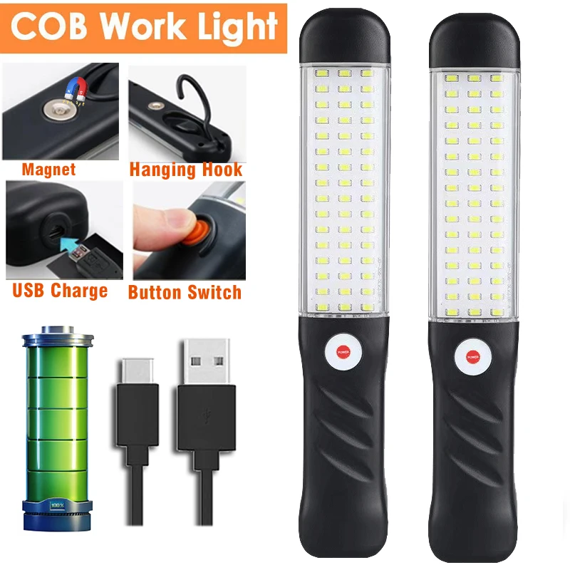 USB Rechargeable Handheld Work Lamp Portable Vehicle Floodlight Repair Light High Brightness Magnet Multi-purpose Emergency