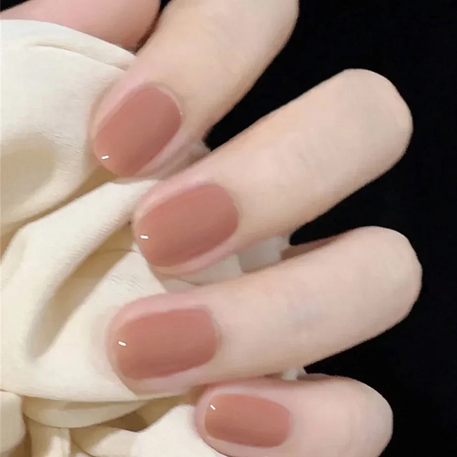 Cor sólida vermelho cereja pontas de unhas postiças, design simples, elegante arte de unhas falsas com cola de geléia, imprensa artificial nas unhas, 24 peças por lote