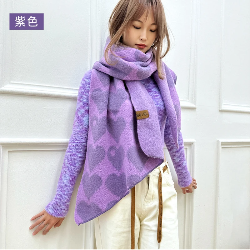 New Luxury Designer Fashion Scarf Winter Women Striped Knit Wool Muffler Female Chic Versatile Small Soft Warm Shawl Trendy Girl