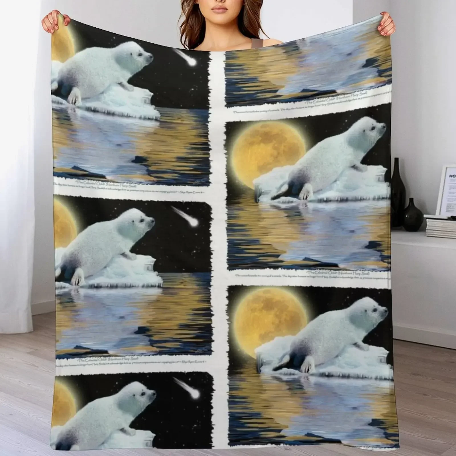 The Celestial Child (Harp Seal) Throw Blanket Bed Soft Thermal Sofa Quilt Blankets