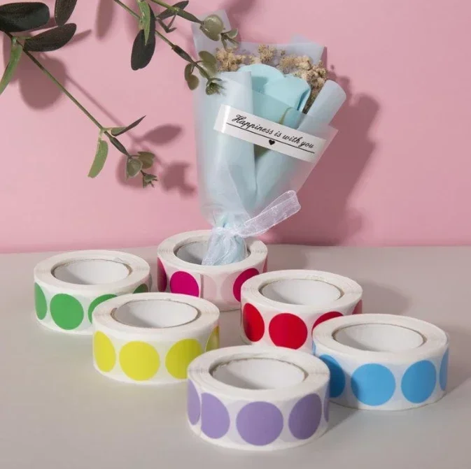 1000 PCS Color Dot Label Sticker  Classification Mark Coated Paper Sticker Rolls  Kawaii Stationery  Aesthetic
