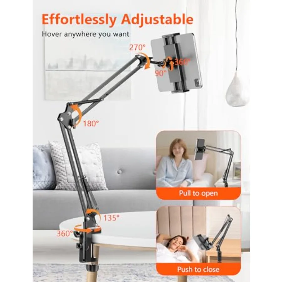حامل الكمبيوتر اللوحي للمكتب iPad حامل الهاتف للمكتب العلوي حامل المكتب اللوحي للسرير مع دوران 360 درجة متوافق مع iP