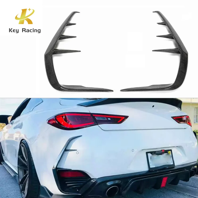 Q60 Accesorios Para el Coche Carbon Fiber Rear Bumper Canards Air Knife For Infiniti Q60 Coupe 2016-2020 Car Exterior Body Trim