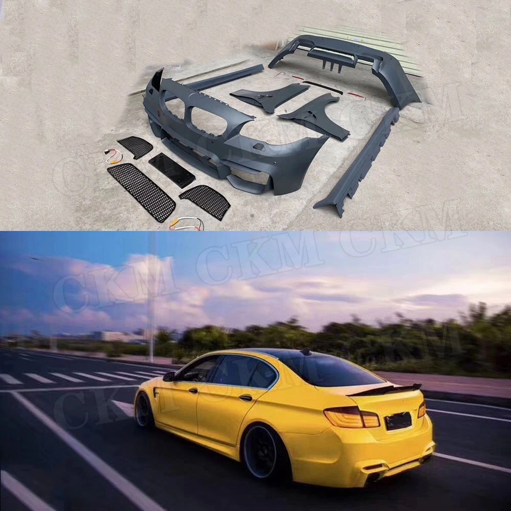 

Передний бампер автомобиля серии 5, решетка, боковые крылья, задний бампер, боковые юбки, фартуки для BMW F10 F18 2011-2015, комплект кузова, Стайлинг автомобиля