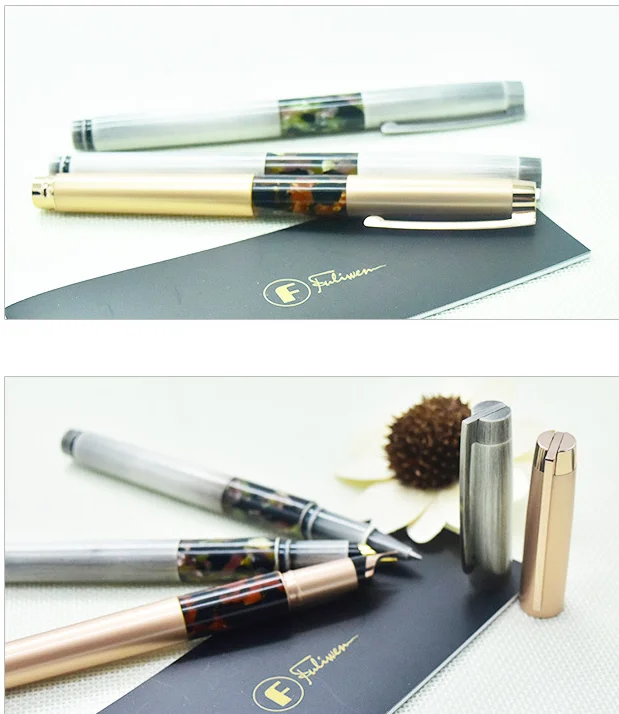 Imagem -05 - Fuliwen-prata Antiga Estudante Caligrafia Pen High End Business Metal Pen 815