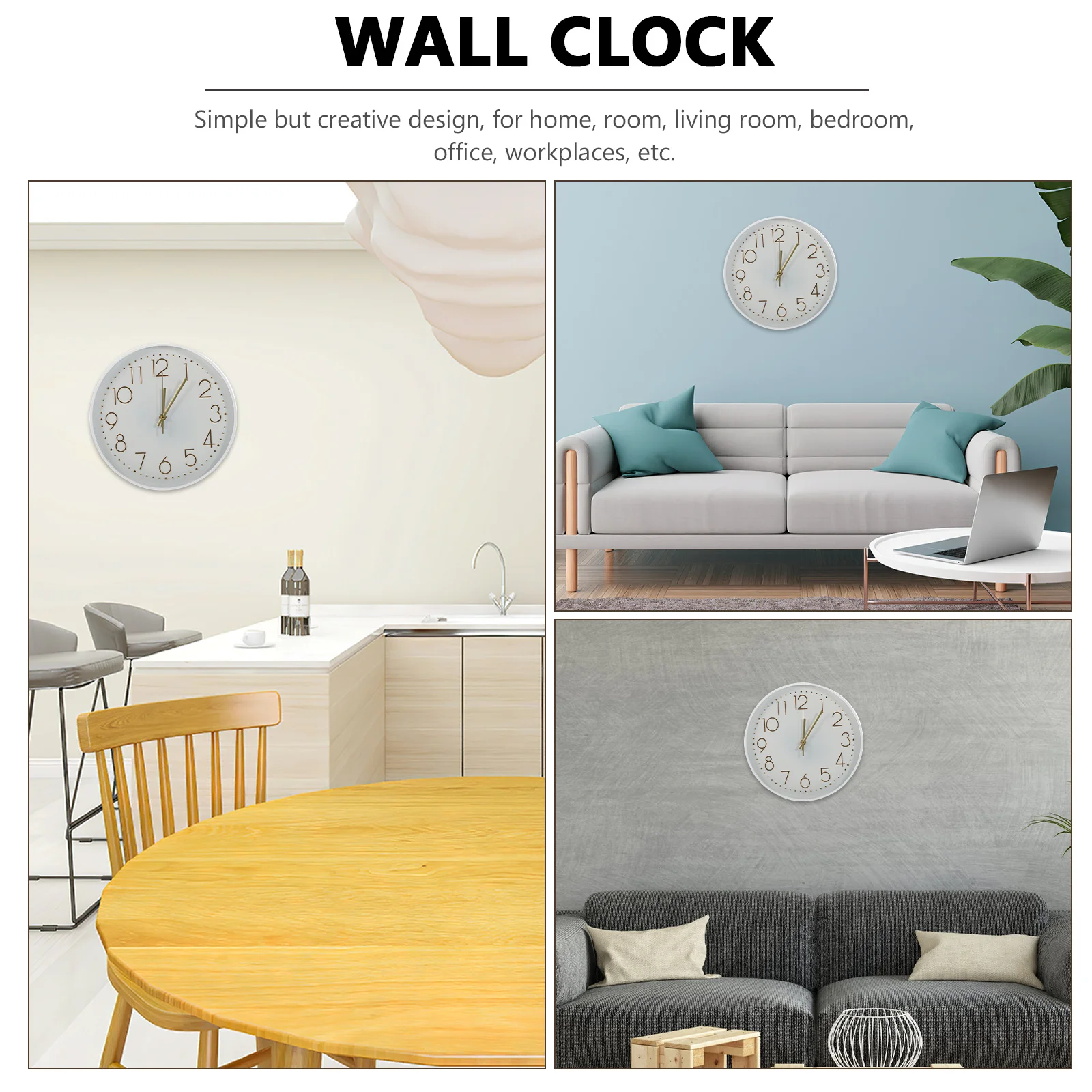 

Silent Wall Modern Style Bedroom Office Living Room Analog Clock Wear-Resistant Arabic Numerals Decorative