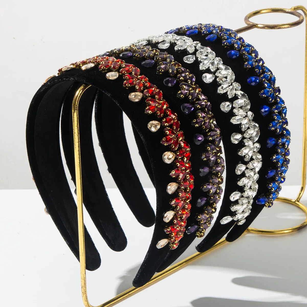 

New Fashion Retro Baroque Full Diamond Water Drop Headband for Women Luxury Elegant Hair Accessory