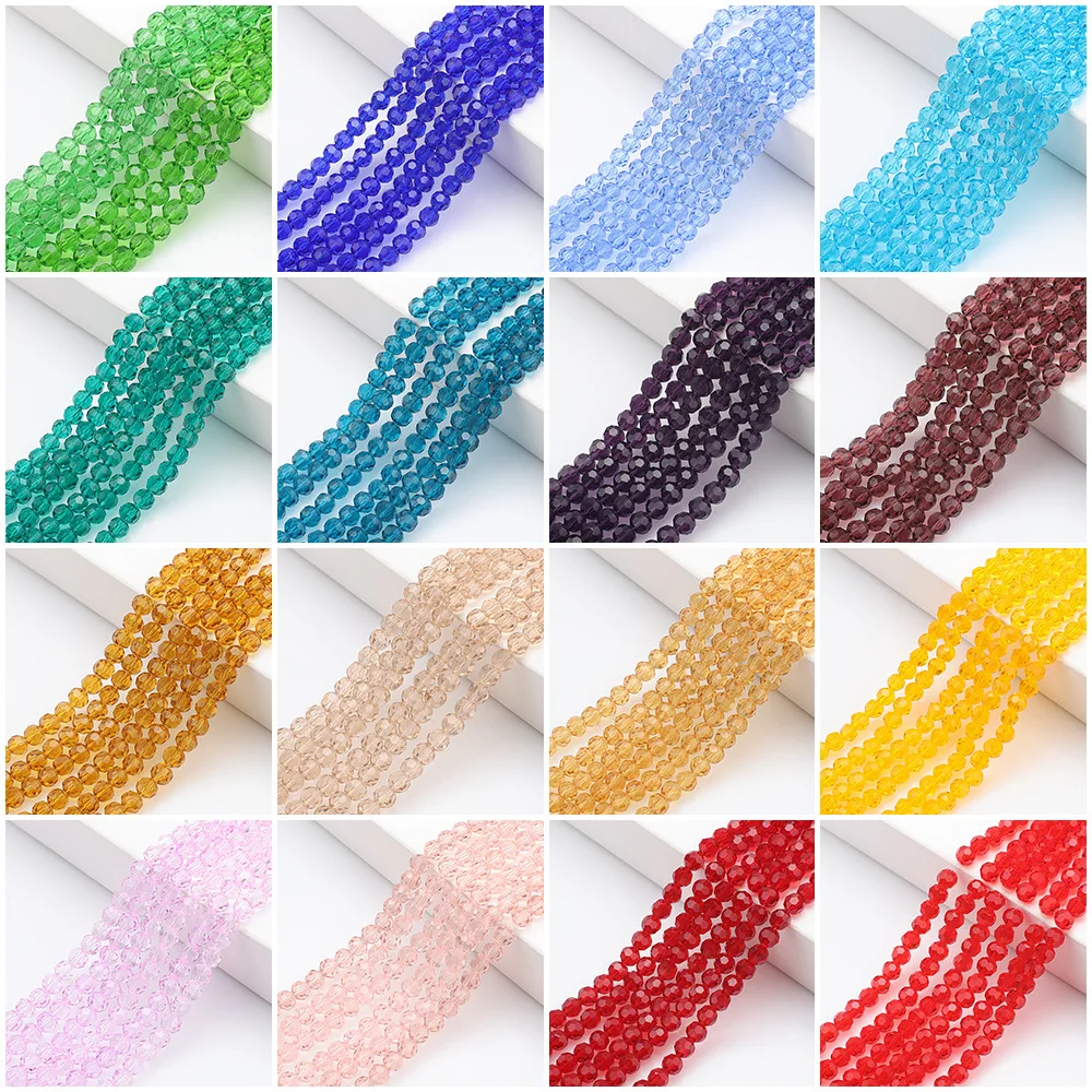 3 4 6 8 10mm Round Faceted Glass Beads Loose Spacer Clear Crystal Beads for Jewelry Making DIY Craft Supplies Necklace Bracelet