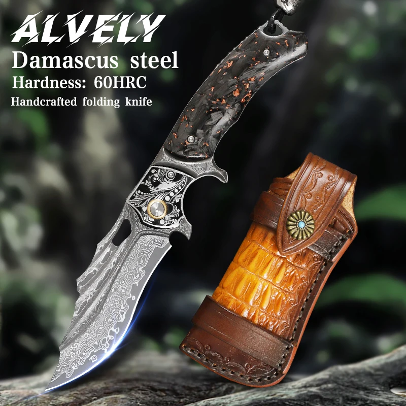 

GaoPin Men's Pocket Knife, EDC Folding Knife, Damascus Steel Pocket Knife, Ideal for Outdoor Camping, Hiking and Exploration