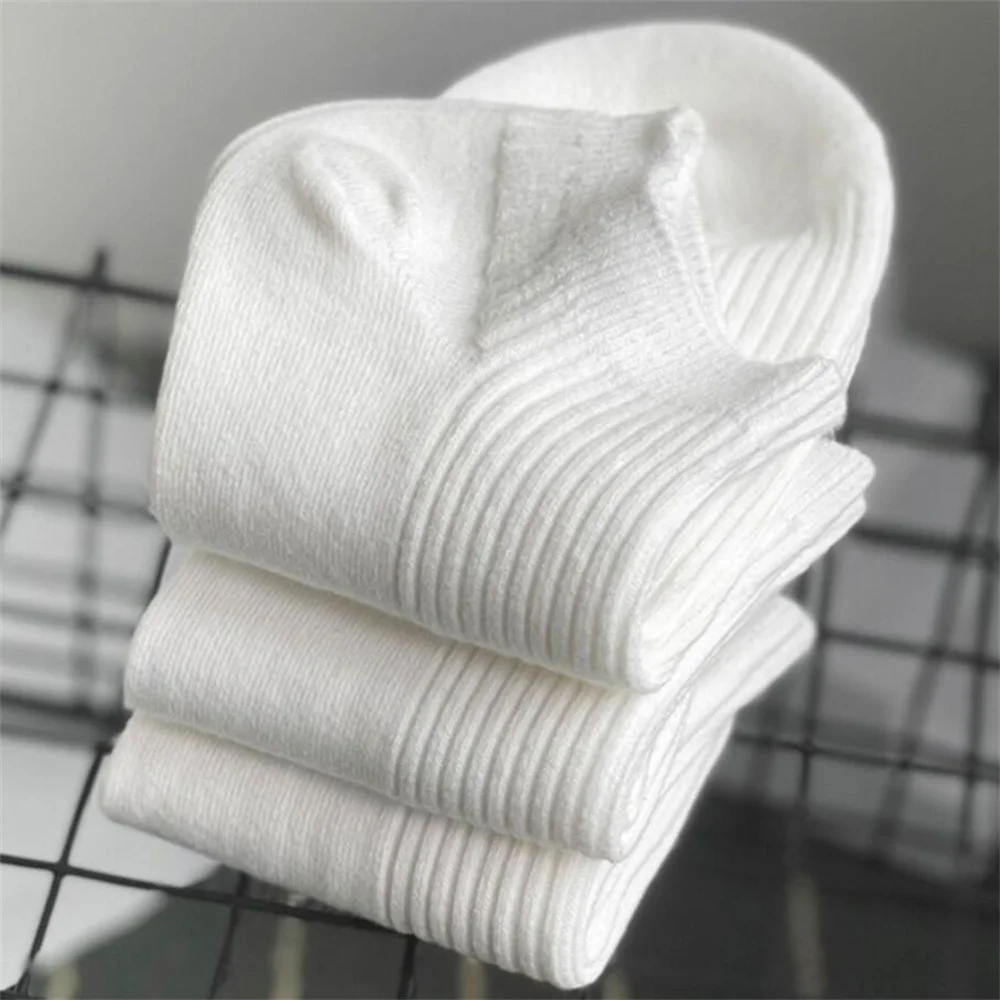 5/10 Pairs High Quality 100% Cotton Men Women Ankle Socks Invisible Sport Sweat-absorbing Low Cut White Black Tube Boat Socks