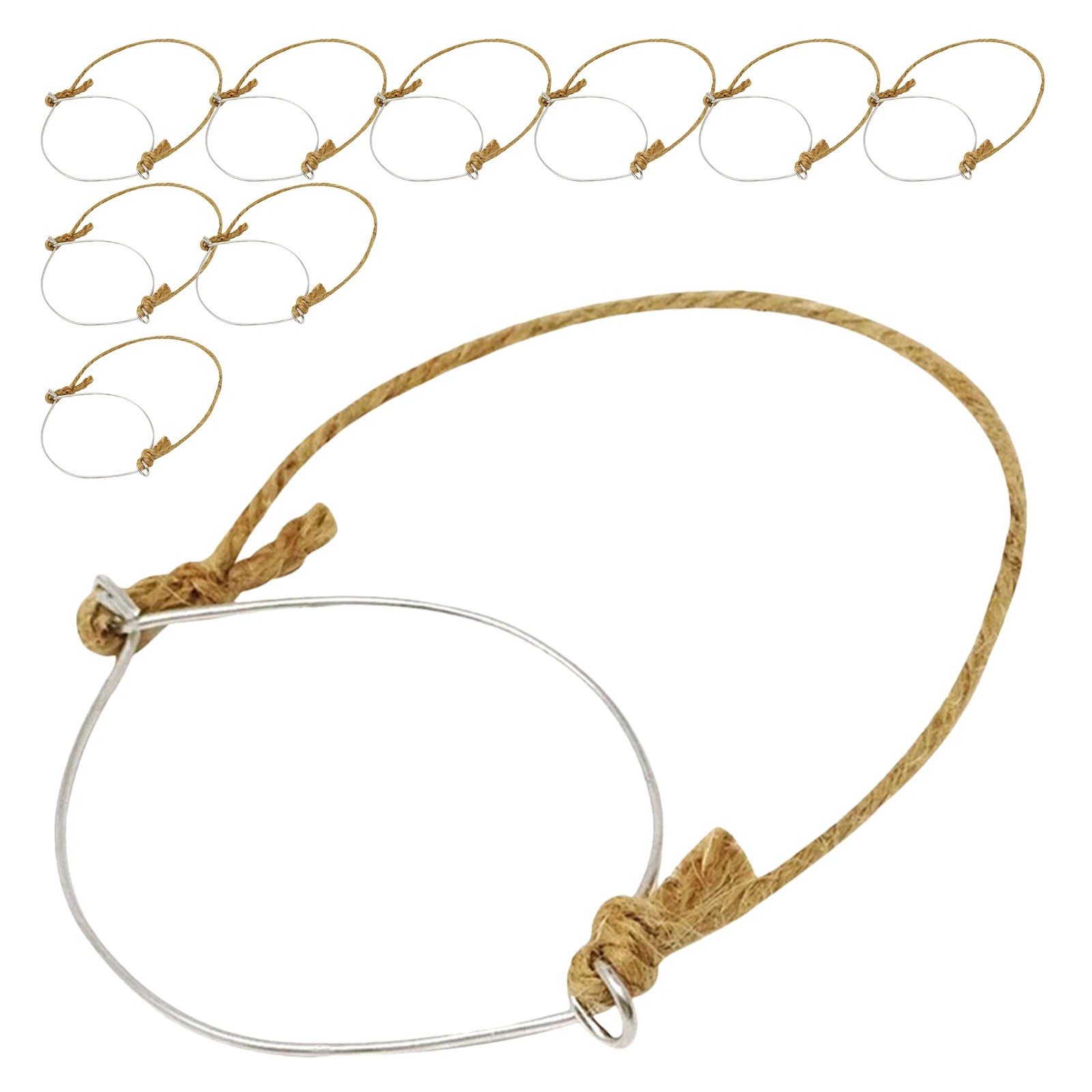 

10pcs Solar Light Hanging Hook Mason Jar Metal Wire Handle Burlap Rope 86Mm Wide Mouth Reusable Outdoor Garden Lantern Holder