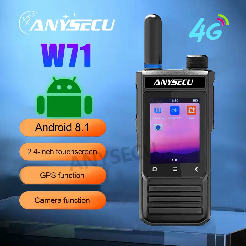 

ANYSECU W71 Andriod 8.1 4G Network Radio With GPS WIFI IP67 Waterproof Function Work with ZELLO Real-ptt POC-GLOBAL Walkefeel