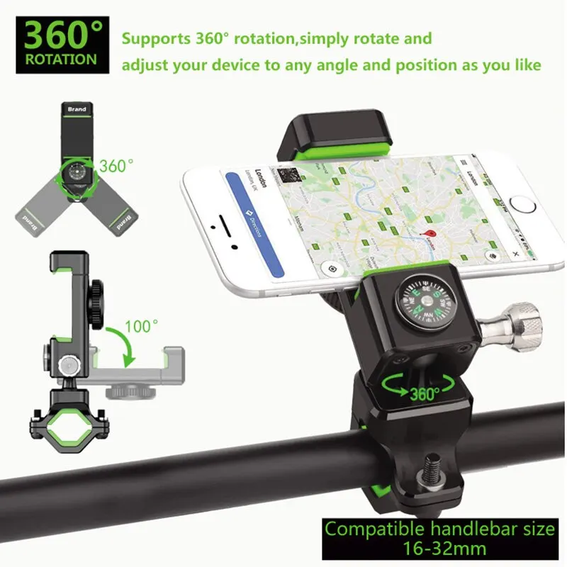 Bike Phone Mount, Bicycle & Motorcycle Handlebar Cell Phone Holder Universal with 360° Rotation for Phone 4.7