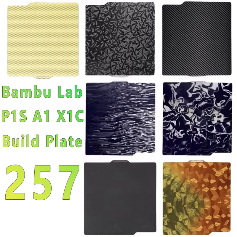 Bambulab Build Plate Spring Steel Sheet Pei Sheet 257x257 Build Plate P1s Bamboo Plate Lab Smooth Bambulabs X1 Carbon P1P A1