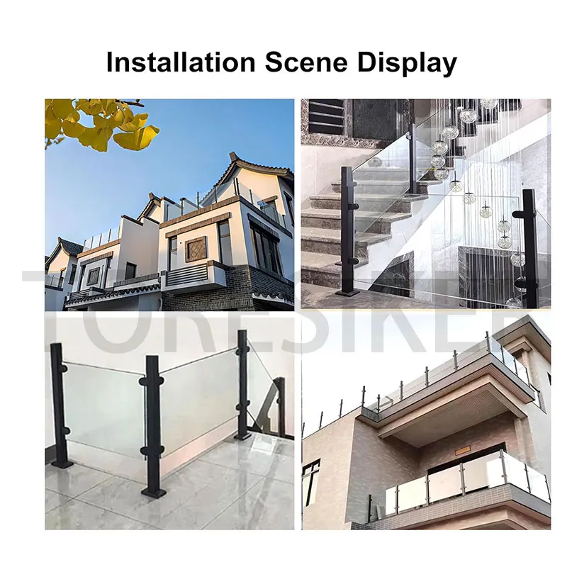 Imagem -05 - Black Glass Balaustrada Post Vidro Trilhar Post Sistema de Esgrima para Deck Villa Varanda