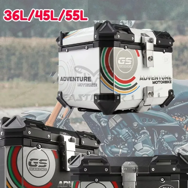 

36/45L/55L Универсальный мотоциклетный задний багажник из алюминиевого сплава, чемодан для багажа, верхний задний багаж, чехлы для инструментов, хвостовой ящик для хранения шлема