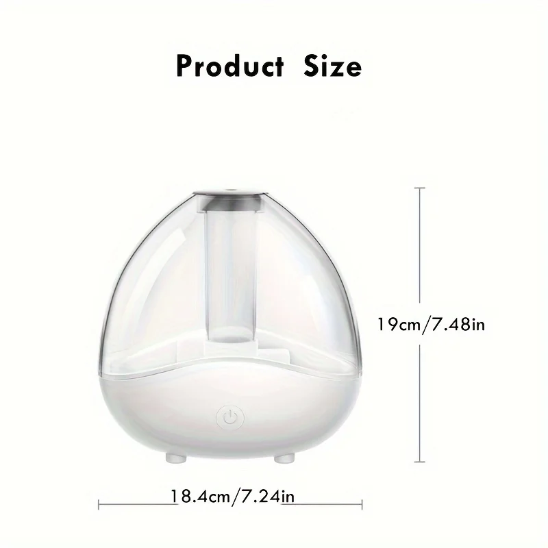 1pc, 1500ML Extra-Large Capacity Ultrasonic Cool Mist Humidifier - 2-Level Adjustable Spray, ° Rotation Nozzle, Auto-Shut Off,