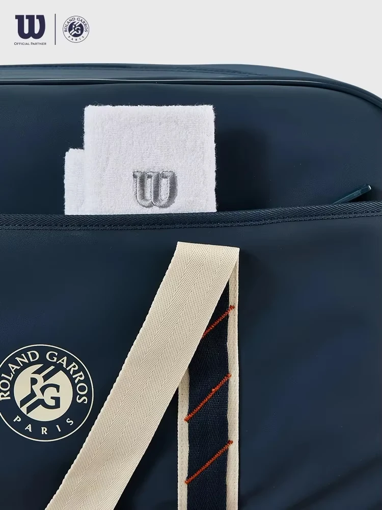 2025 Wilson Bolsa de tênis francesa aberta co-branded multifuncional mochila de tênis profissional de grande capacidade máx. para 2 raquetes