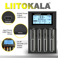 LiitoKala Lii-M4S Multifunctional LCD Battery Charger for 18650 26650 21700 AA AAA a C - Compatible with Various Battery Sizes