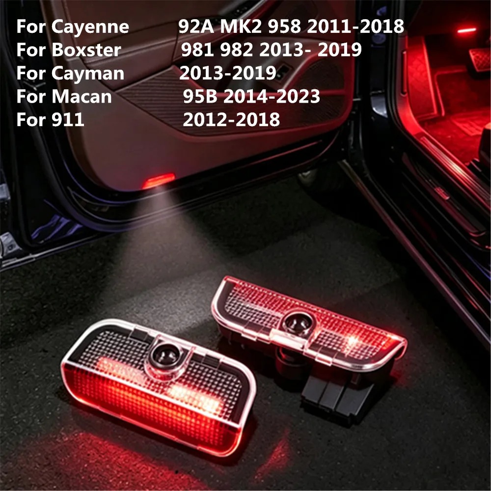 LED Car Door Logo Warning Ghost Shadow Welcome Light For Porsche Cayenne 92A MK2 958 Macan 95B 911 Boxster 981 982 Accessories