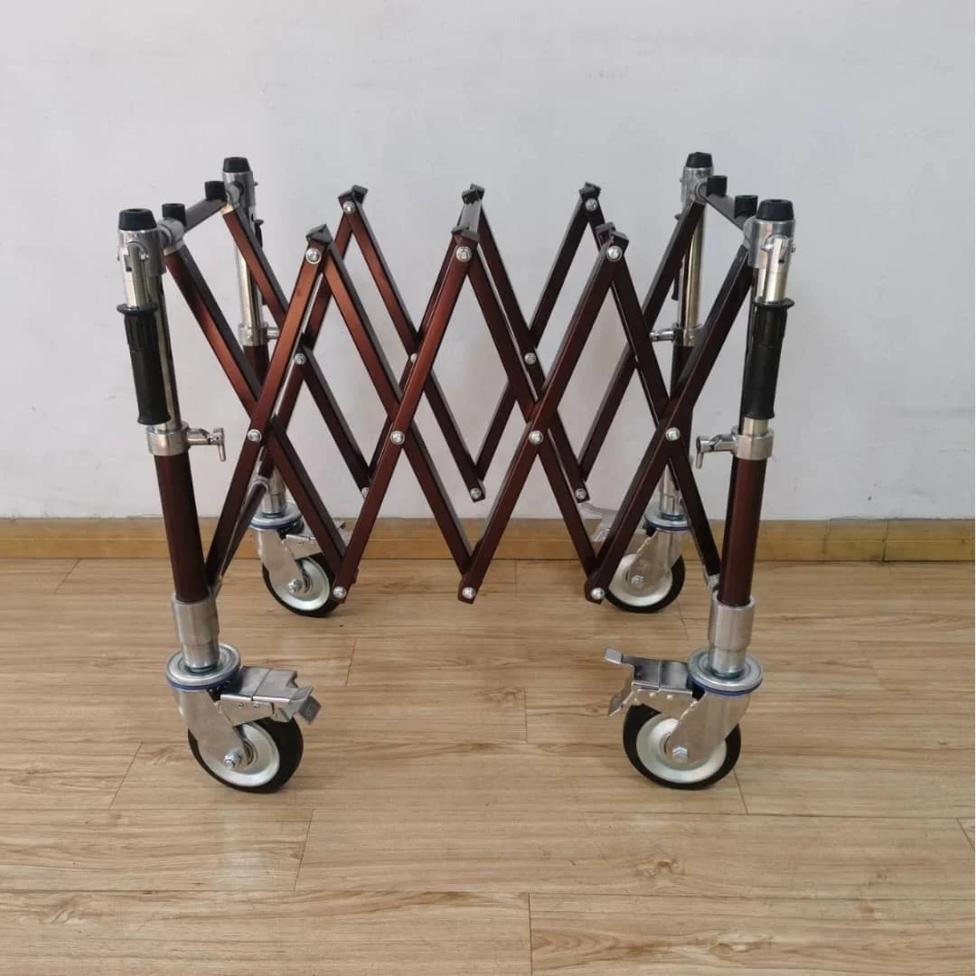 F-14 Hot Sale Funeral Home Practical Aluminum Alloy Steel Funeral Coffin Trolley Church Truck Collapsible Casket Coffin Trolley