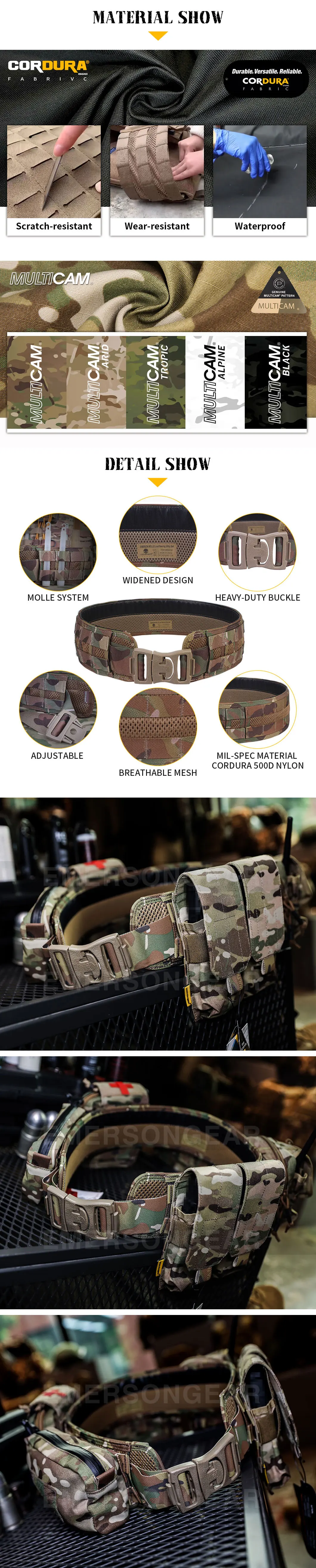 Emersongear Taktischer Bund MOLLE Tragender Utility-Gürtel Emerson Combat Gepolsterter Patrouillen-Hüftgurt Outdoor-Training Nylon – Detail 3
