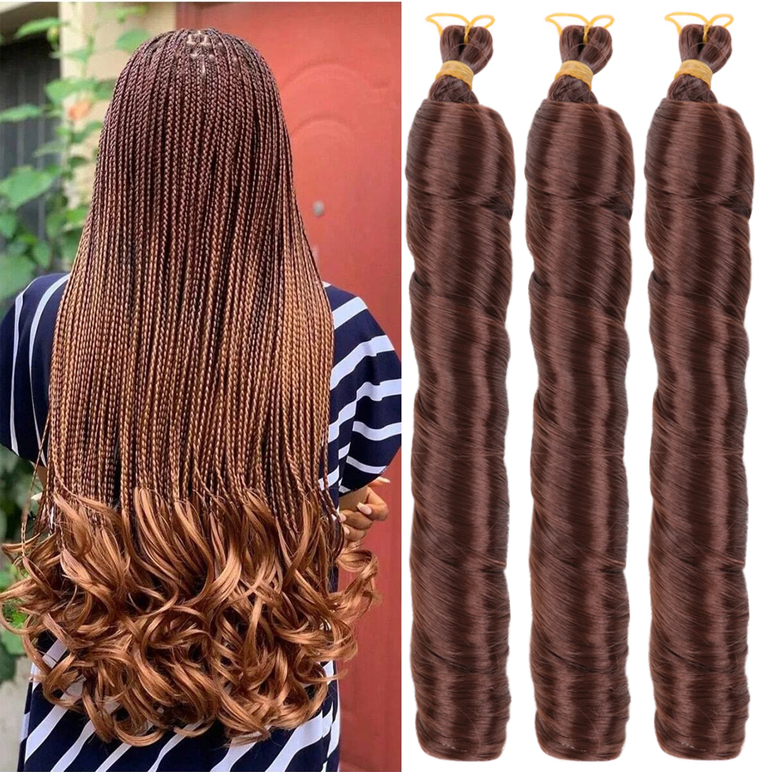 French Curly Braiding Hair for Box Braid Loose Wave Braiding Hair Crochet Spanish Curly Spiral Synthec Hair Extensions for Women