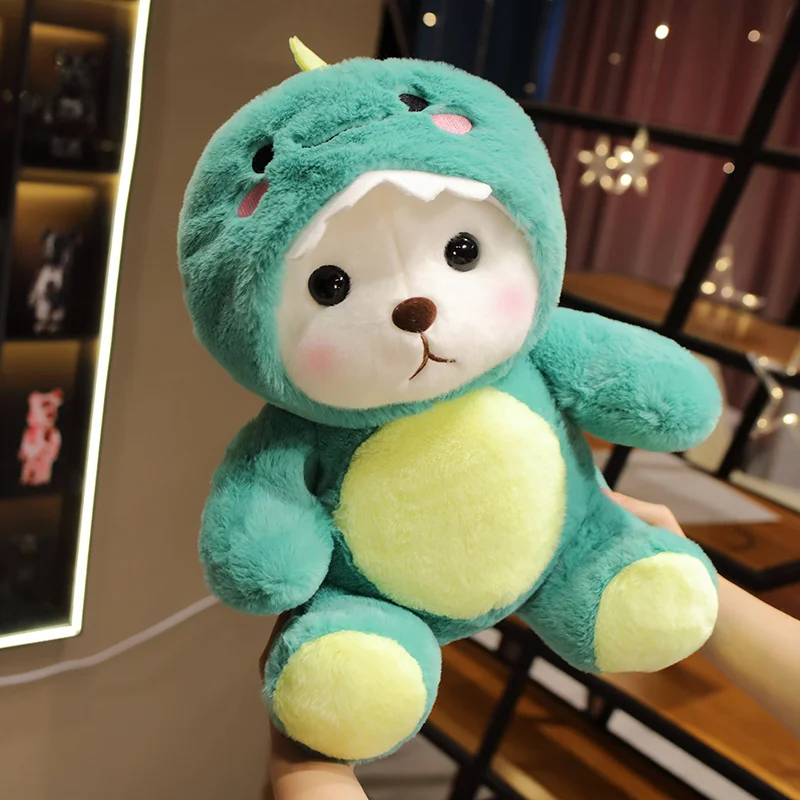 Oso de peluche Kawaii para niños, juguete de peluche de dinosaurio verde, muñeco de peluche de dibujos animados, almohada cómoda para bebés, regalos