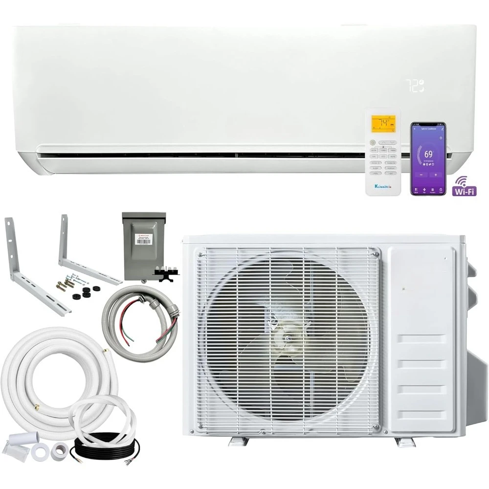 

9,000 BTU 23 SEER2 Wall Mounted Ductless Mini Split Inverter A/C Heat Pump System w/ 16’ Installation Kit & Wall Mounti