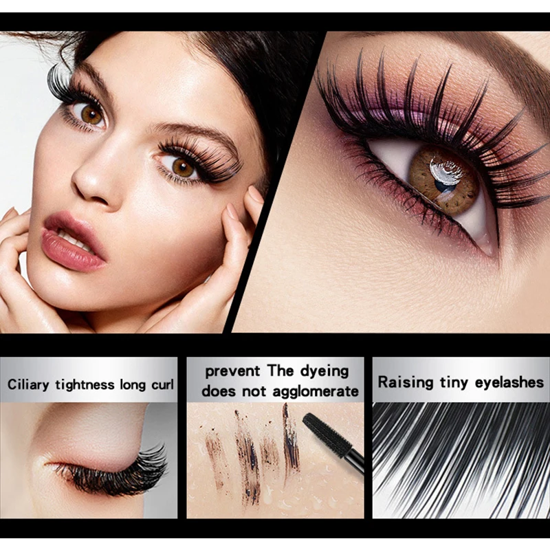 1Pc 4D Seide Faser Lash Mascara Schwarz Wimpern Verlängerung Mascara Schönheit Dick Augen Wimpern Curler Kosmetische Wasserdicht Mascara