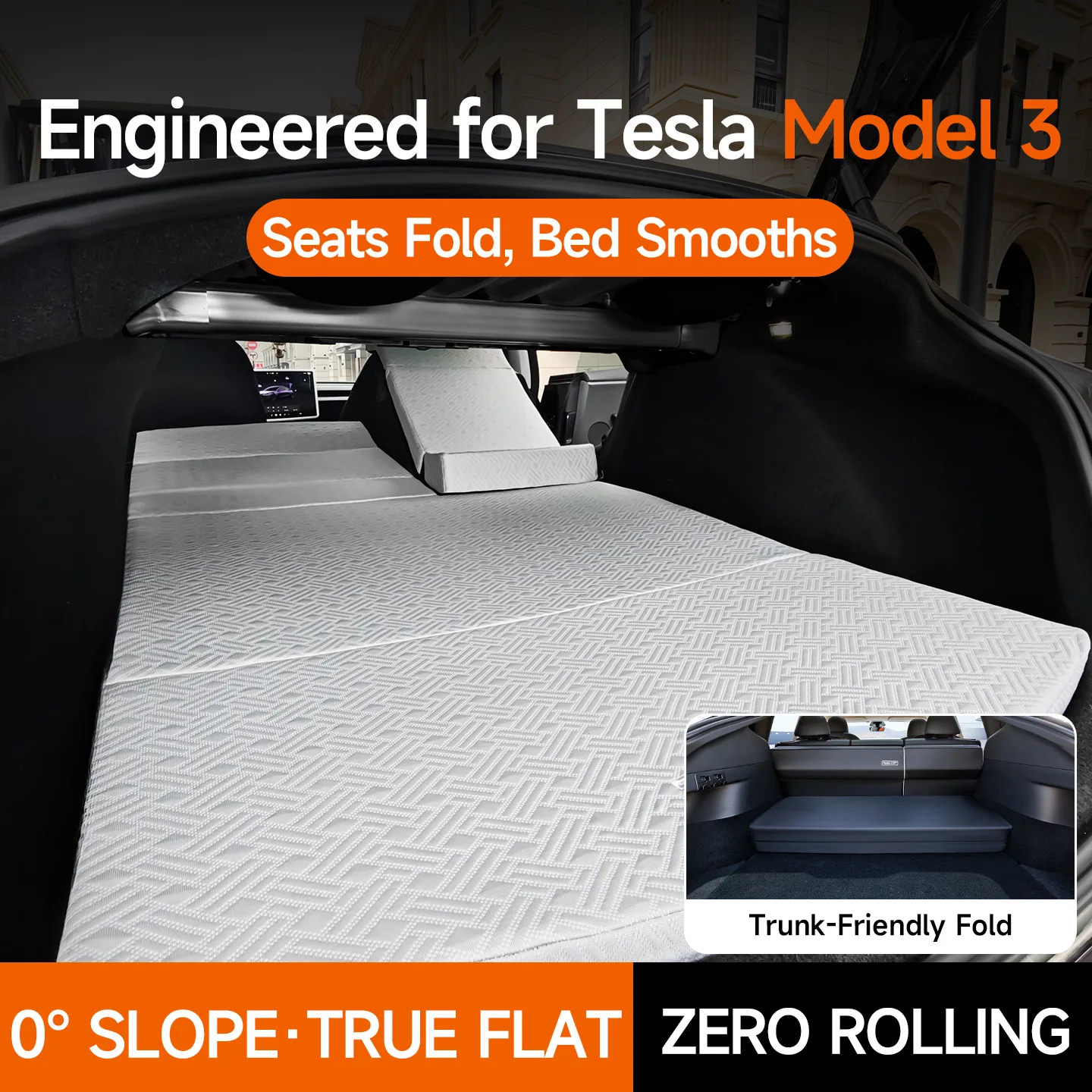 Car Mattress for Tesla Model 3 Old&Highland Facelift Version,Thick Car Travel Bed for Long Distance Driving Outdoor Camping