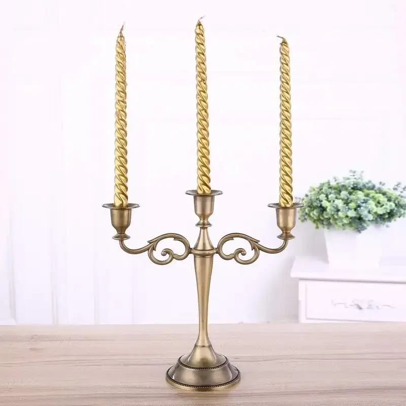 Candle Holders 3-arms/5-arms Bronze Metal Wedding Candlestick home Decoration Candle Stand Light Holder for Home Decor