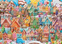 1000 Pieces Jigsaw Puzzle Christmas Cookies Village Wooden Puzzle Creative Gift for Adult Family Game Living Room Shop Decor
