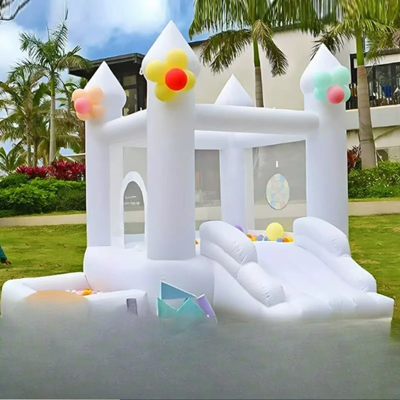 Customizable Inflatable Wedding Jumping Bed Birthday Party Trampoline Outdoor White Inflatable Wedding Castle Proposal Props