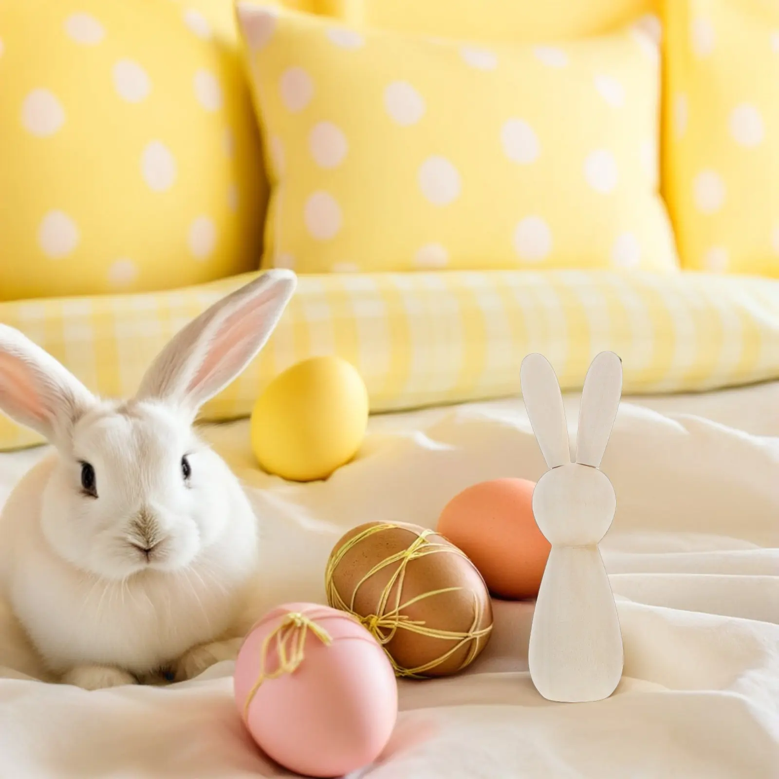 20Pcs Unfinished Wooden Peg Bunny Figures Easter Decorations DIY Craft Painting Natural Wood Animal Bodies Blank Rabbit