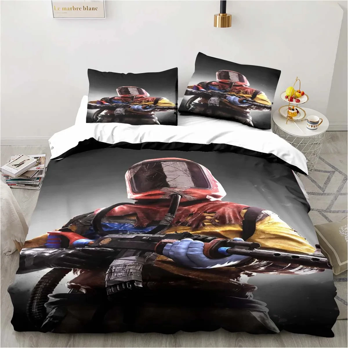 3D Print Rust Game Logo Bedding Set,Duvet Cover Comforter Bed Set Quilt Cover Pillowcase,King Queen Twin Size Boys Girls Adults