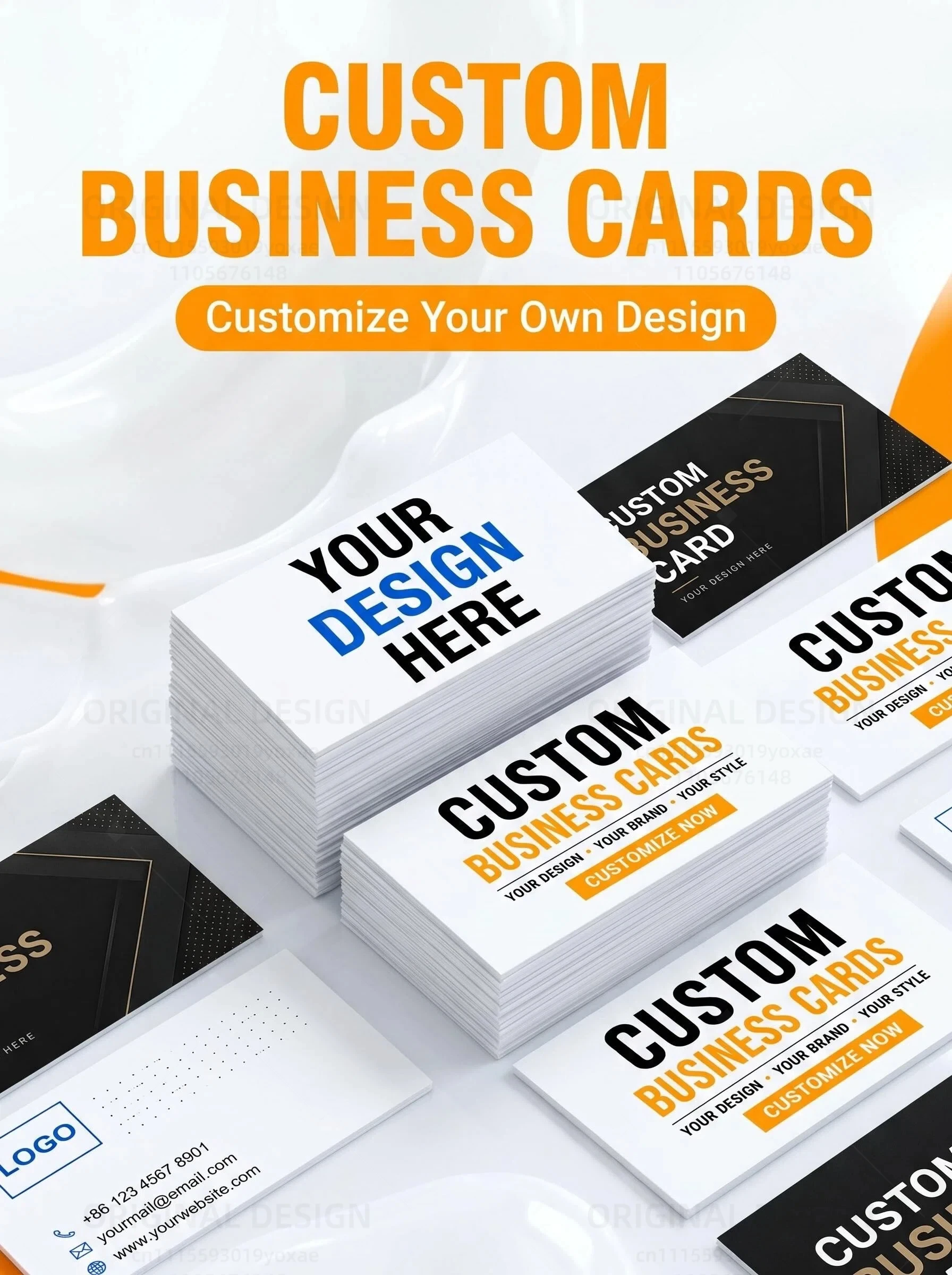 Custom Business Cards 300gsm Matte Water-Resistant Paper Double-Sided Printing Custom Logo Text QR Code Photo 90x54mm 50-1000Pcs