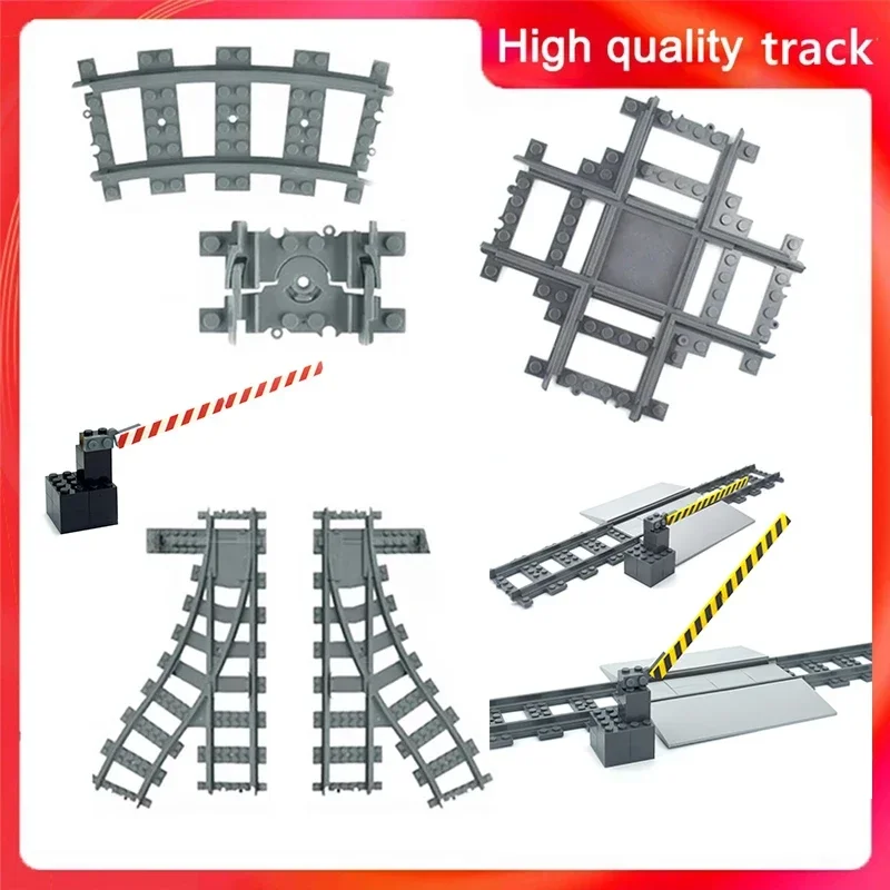 DIY Bricks Train Rail Crossing Flexible Tracks Forked Straight Curved Rails Switch MOC City Building Block Creative Toys