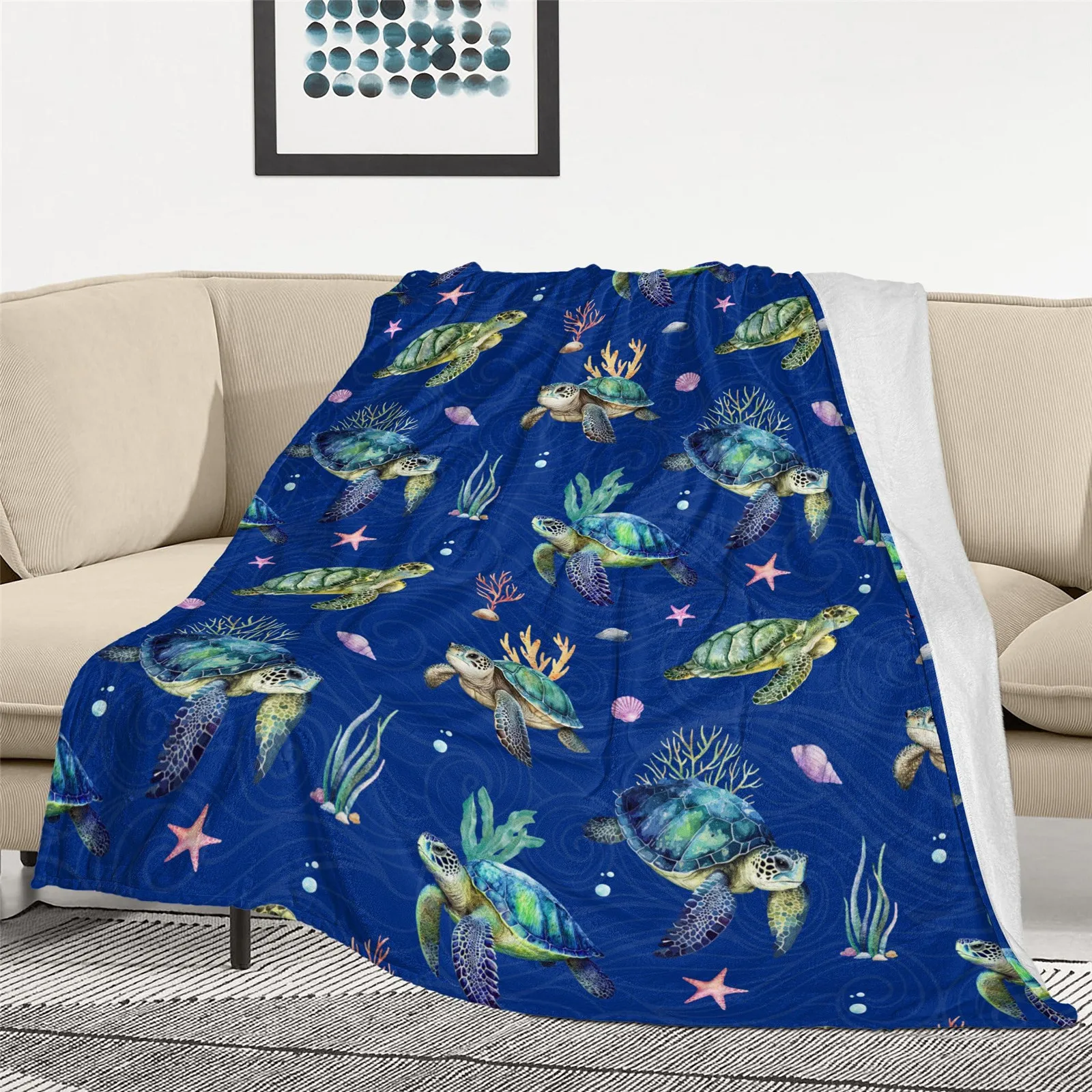 KACISSTY Animals Sea Turtle Blankets Fashion Starfish Flannel Throw Blanket Air Condition Office Nap Quilts 5 Size Dropshipping