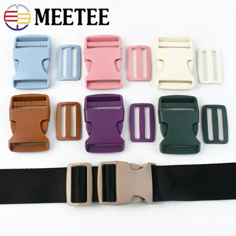 5/10Sets 38mm Quick Plastic Side Release Buckle Tri Glide Slider Bag Belt Dog Collar Webbing Strap Adjust Clasp DIY Accessories