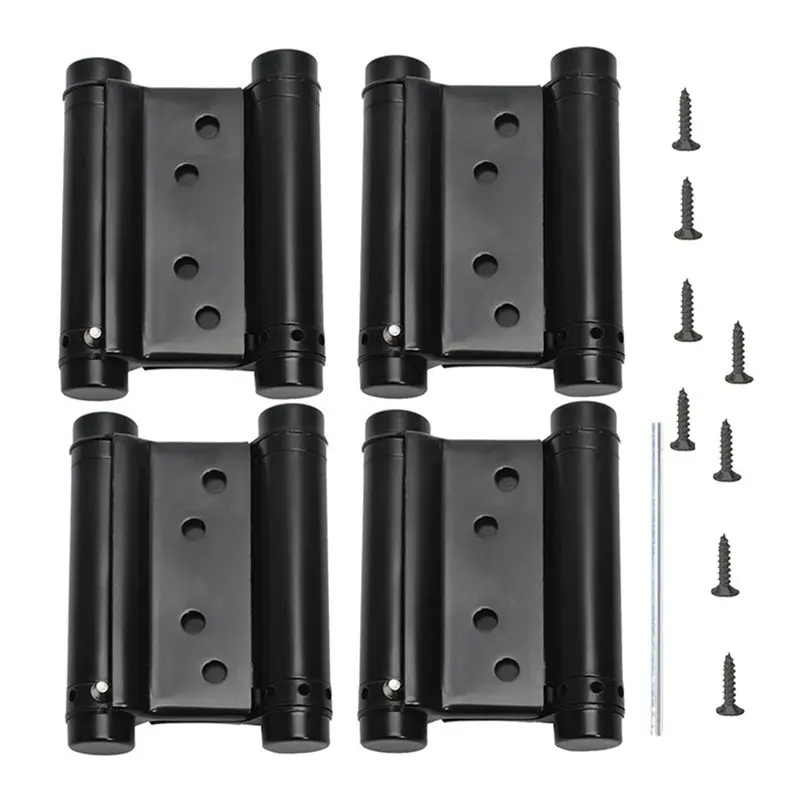-[Retail TX] 4Pcs 3In Double Action Spring Hinges Self Closing Door Hinges For Cafe Saloon Pub Swinging Doors Black