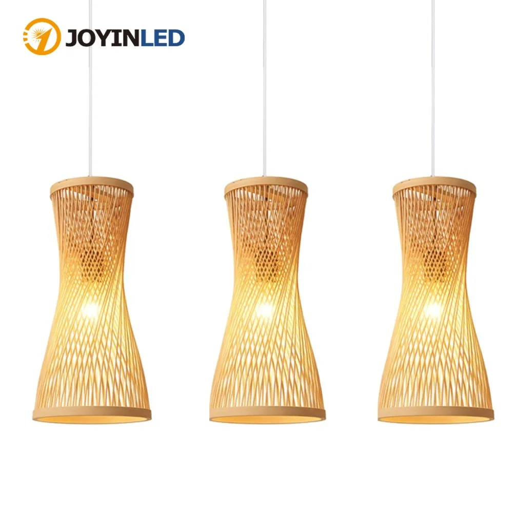 

Подвесной светильник JOYINLED ручной работы из бамбука, винтажный, светодиодный, E27, для дома, гостиной, кухни, плетеная лампа из ротанга
