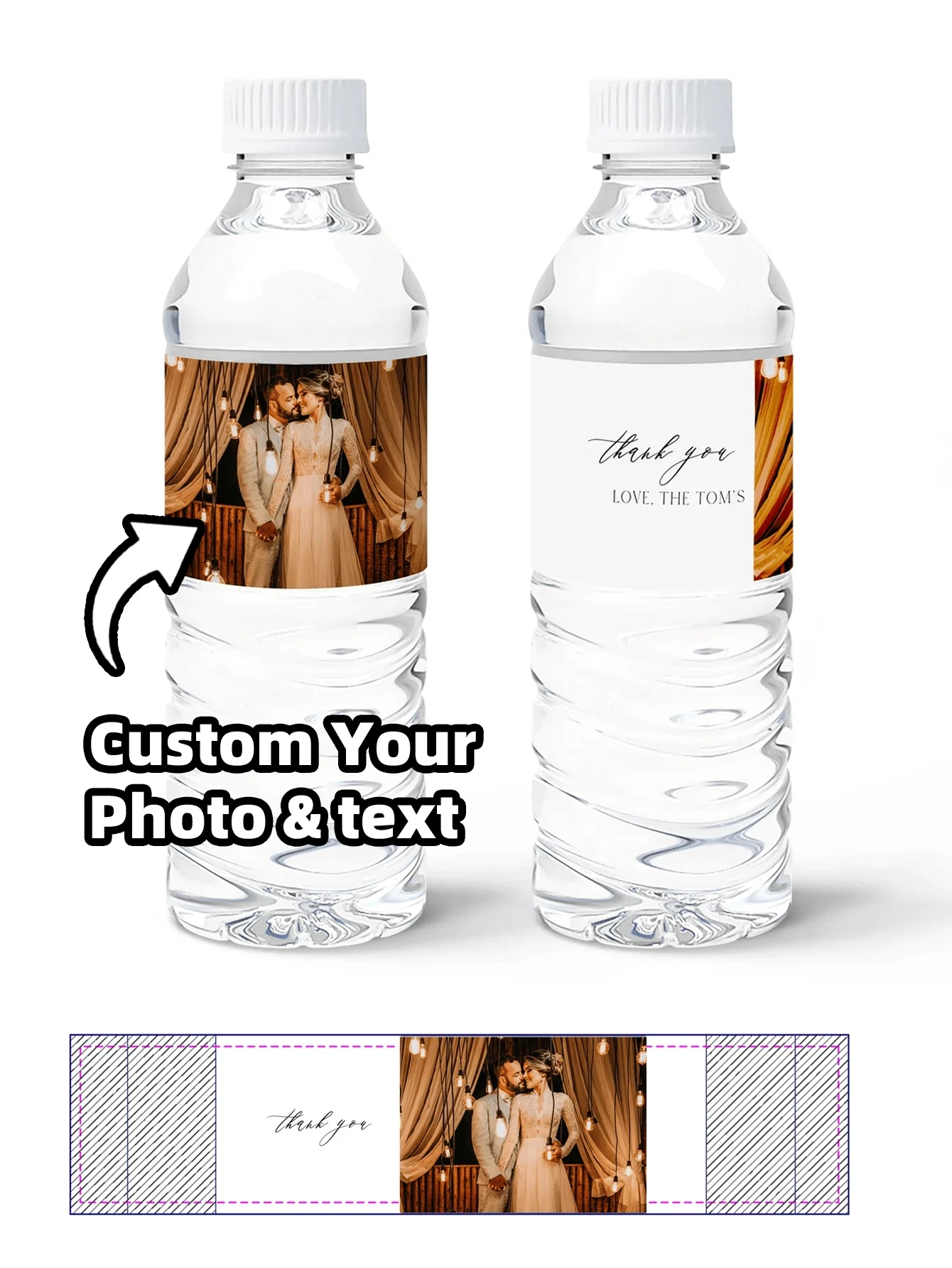 

1~20PCs Custom Photo Water Bottle Label-3 Styles,21*5CM Personalized Celebration Tags,DIY Bottle Water Waist Seal Name Stickers