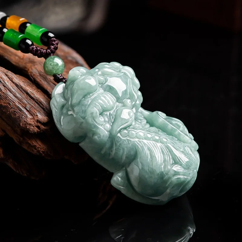 Natural Grade A Jade Jadeite Men Women Lucky Wealth Rich Ruyi Pixiu Pendant