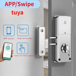 Tuya Smart Lock APP IC Card Unlock Invisible Door Lock Smart Electronic RFID Lock Indoor Wooden Door Burglar Door Locks